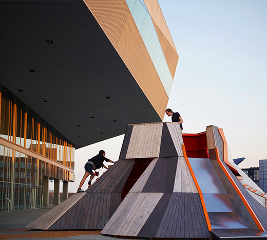Kids playing at volcano playground