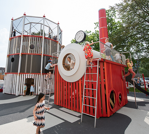 Kids playing at industrial museum playground