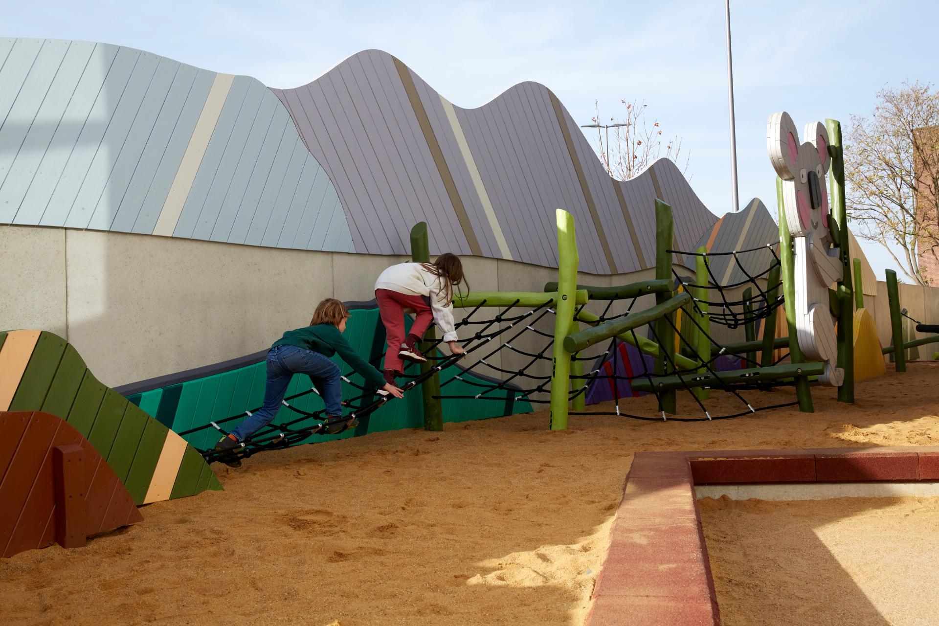 Affenzahn playground, kids playing on climbing frame MONSTRUM playgrounds
