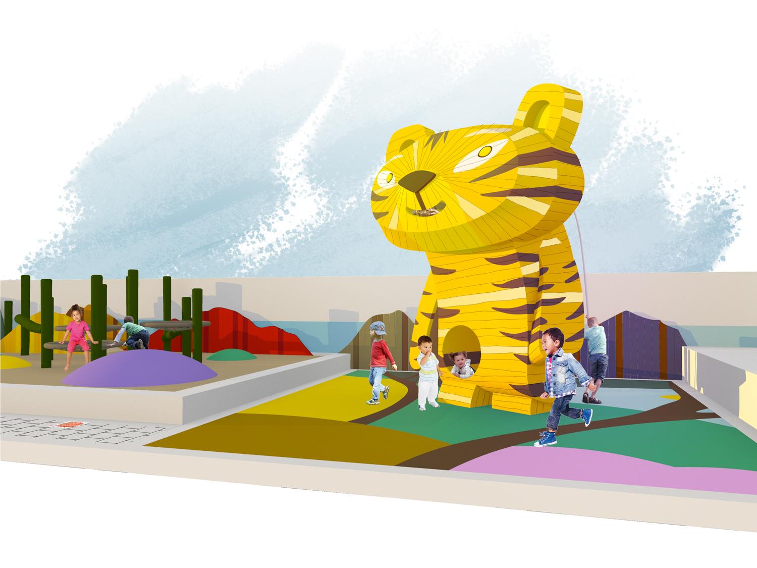 MONSTRUM 3D render of Affenzahn playground design