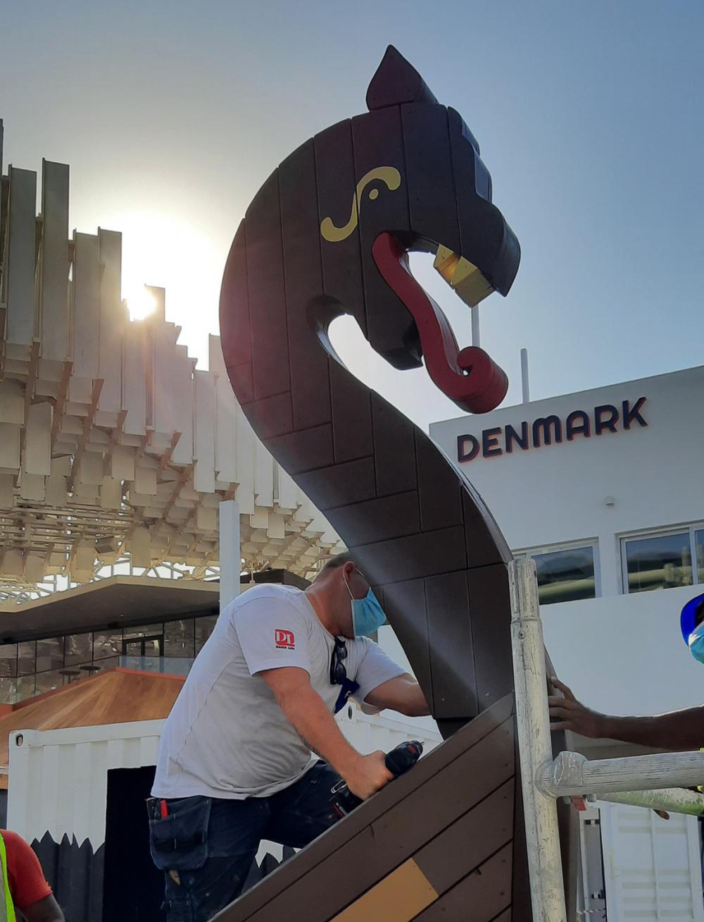 Viking ship at Pavilion of Denmark at EXPO 2020